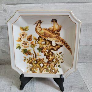 ANDREA BY SADEK SQUARE PLATE WITH PHEASANTS DESIGN 8916